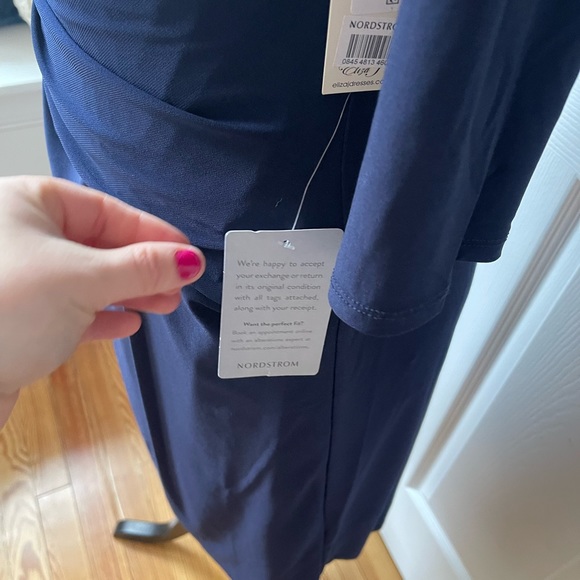 Eliza J Navy Blue Long Sleeve Knee Length Dress - Picture 3 of 8